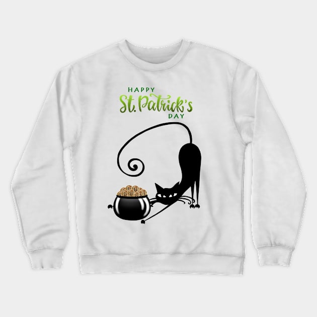 St Patrick's crypto cat Crewneck Sweatshirt by Smoky Lemon